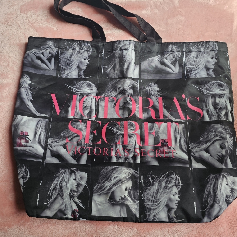 Victoria's Secret Large Black & Hot Pink Bombshell Graphic Tote